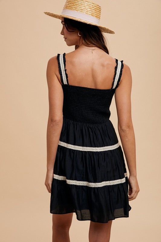 Kelsey Crochet Trim Mini Dress
