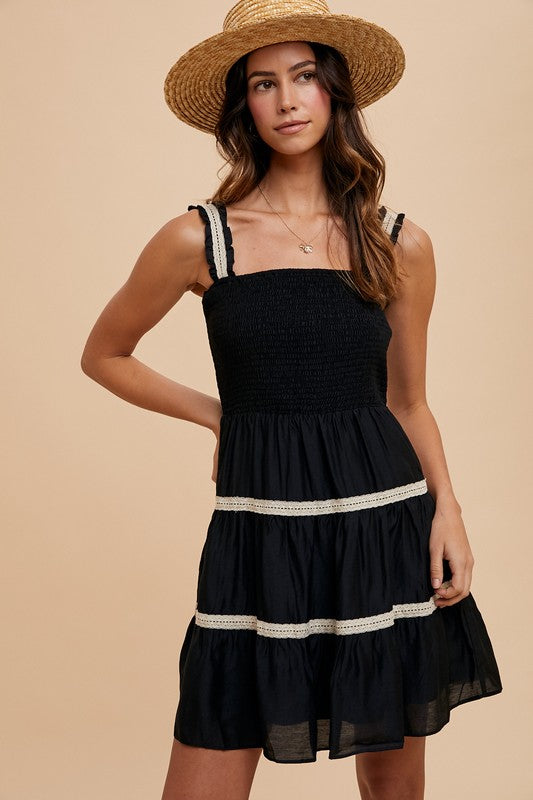 Kelsey Crochet Trim Mini Dress