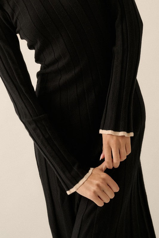 Ribbed Knit Maxi Sweater Dress