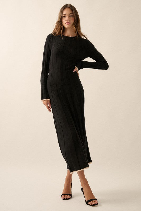 Ribbed Knit Maxi Sweater Dress