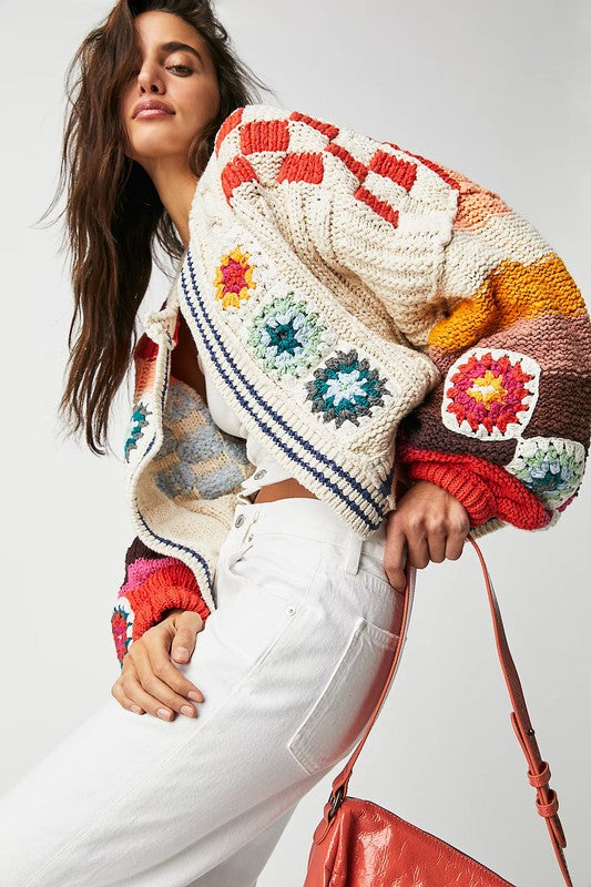 Granny Square Multicolor Cardigan