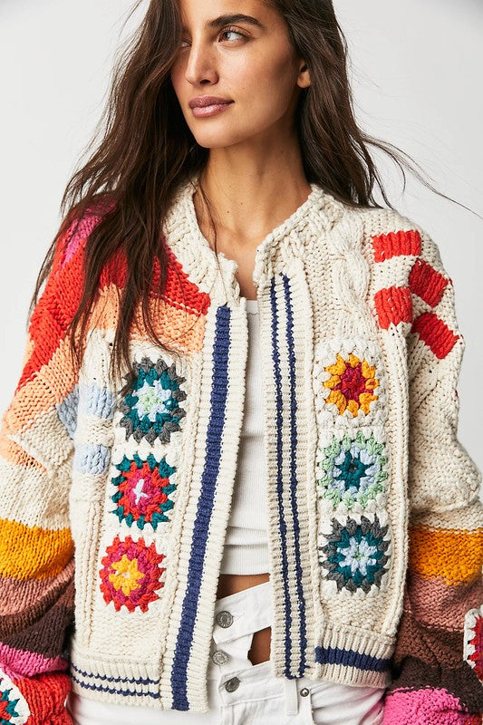 Granny Square Multicolor Cardigan