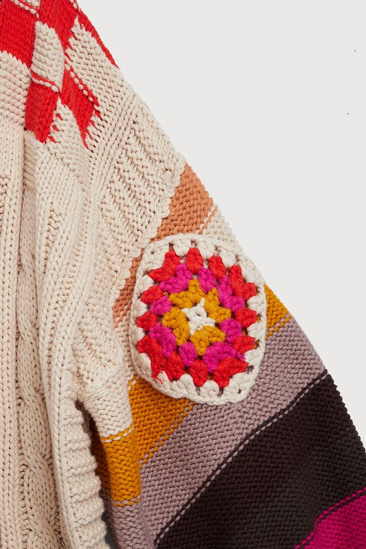 Granny Square Multicolor Cardigan