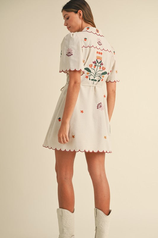 Embroidered Linen Dress