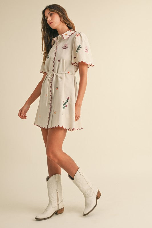 Embroidered Linen Dress