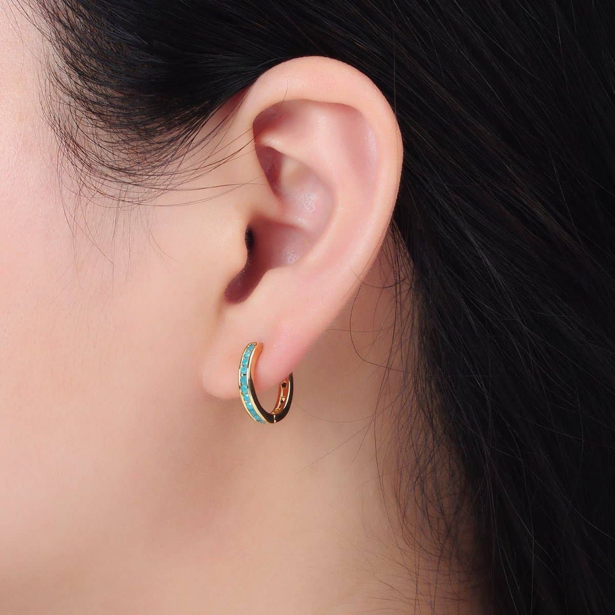 Turquoise Micro Paved Huggies