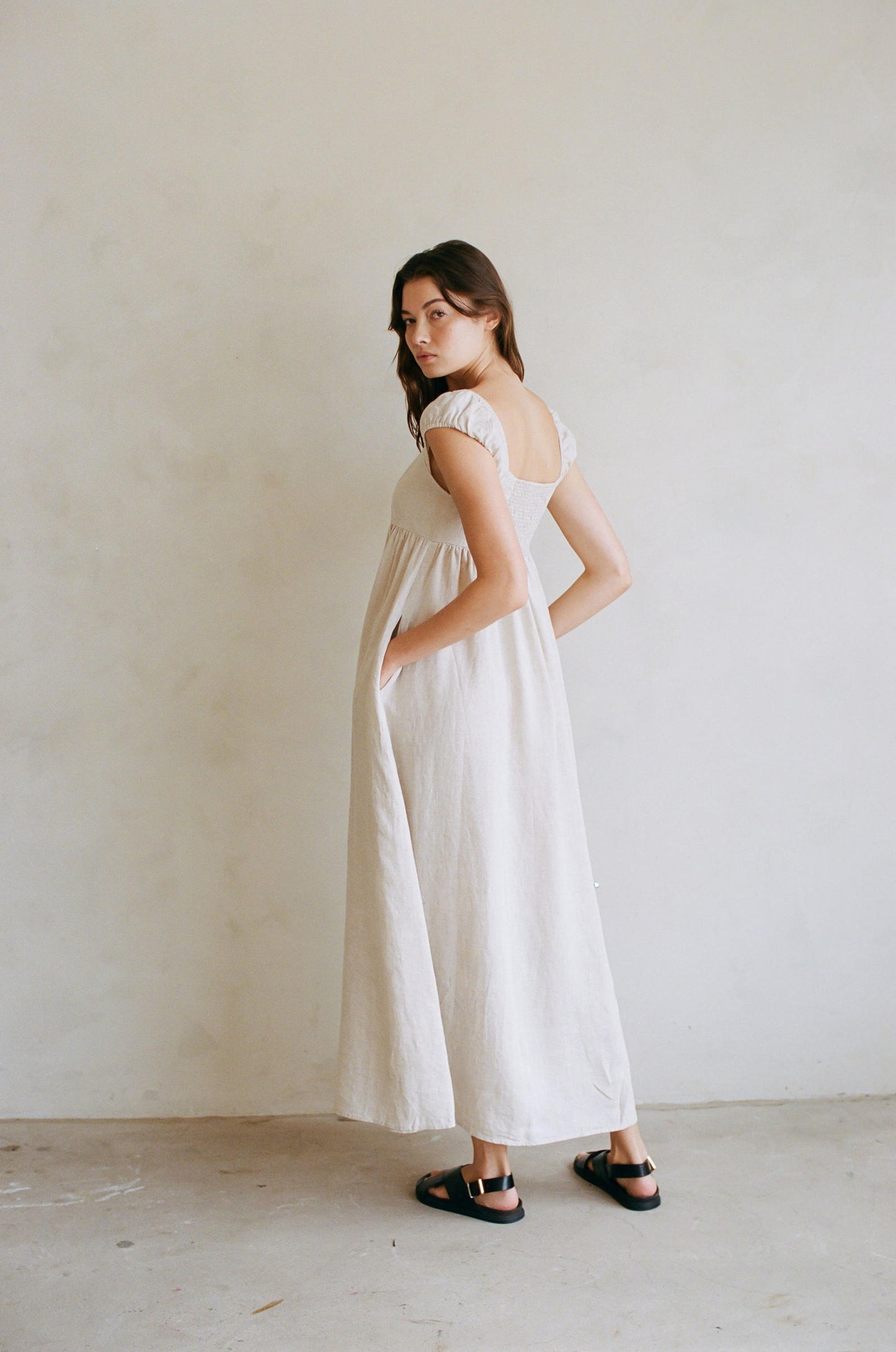 Cap Sleeve Dress in Natural