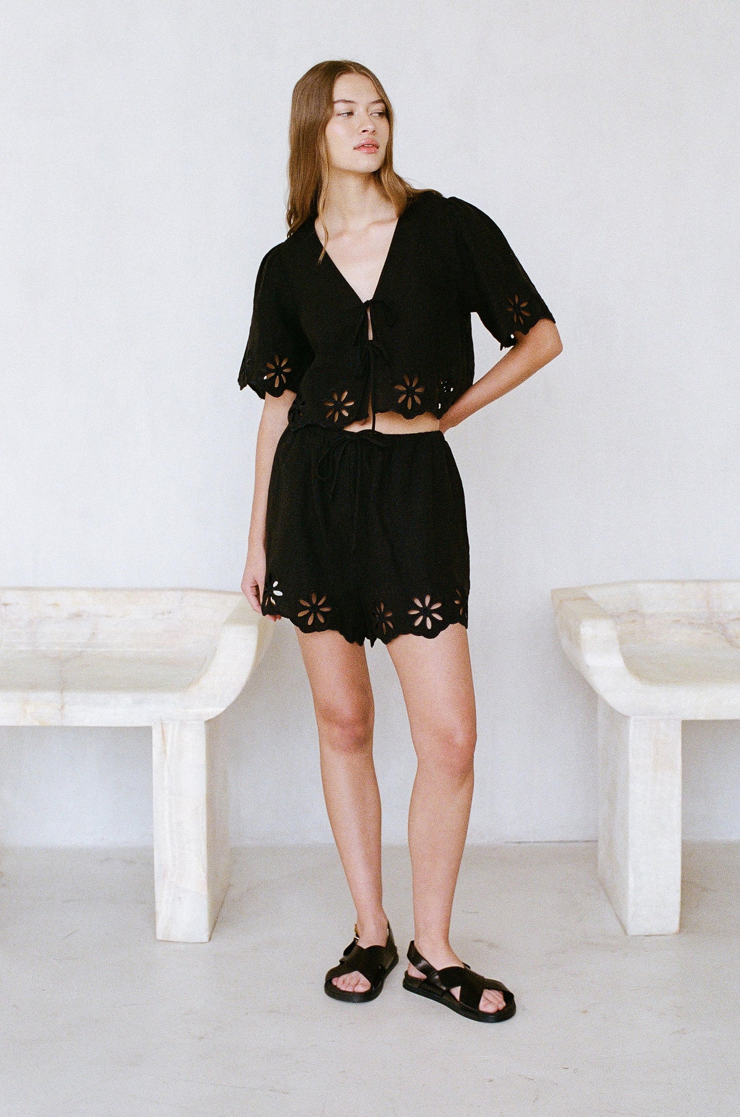 Irie Black Eyelet Top