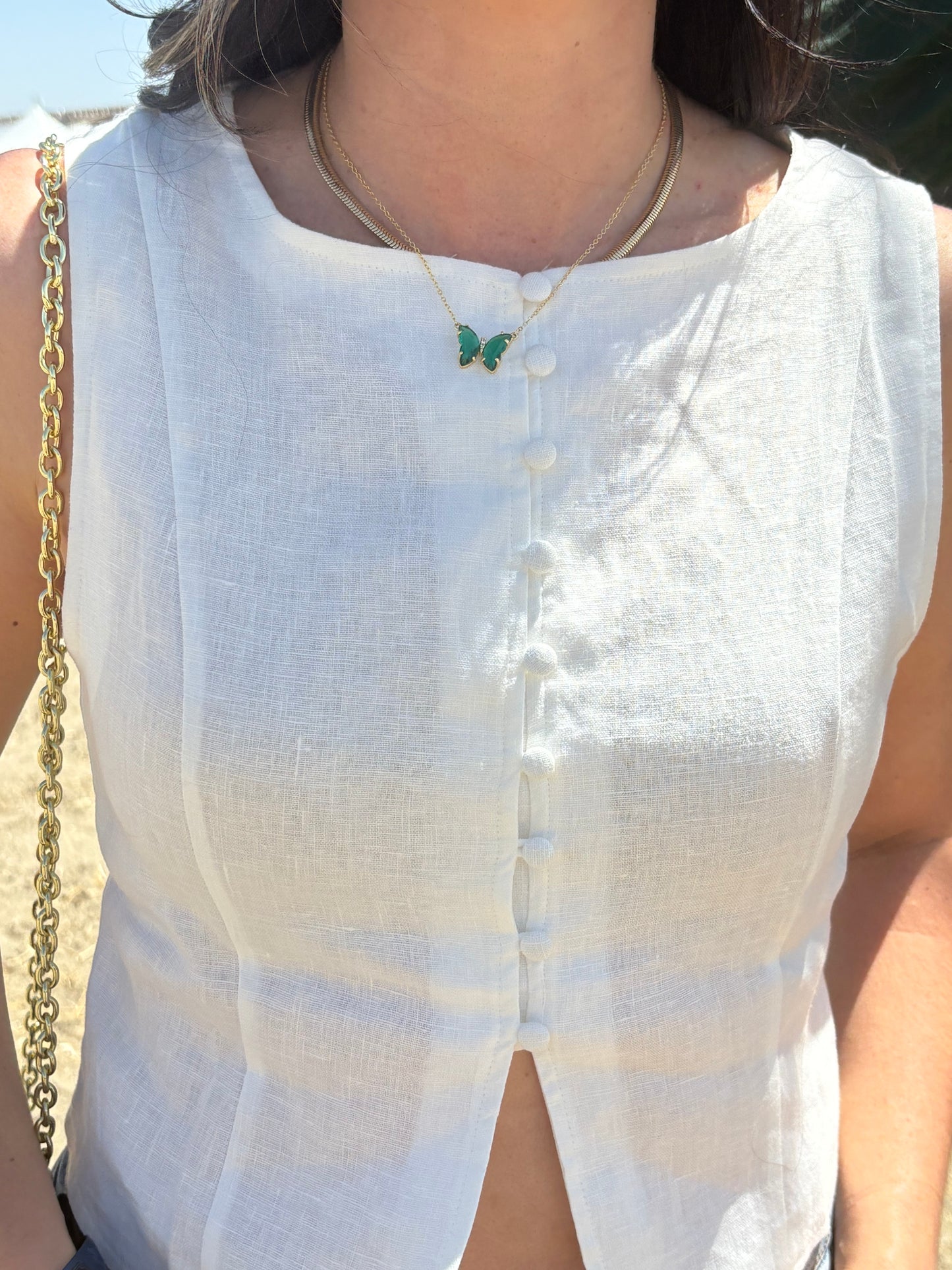 Gemma Butterfly Necklace Green