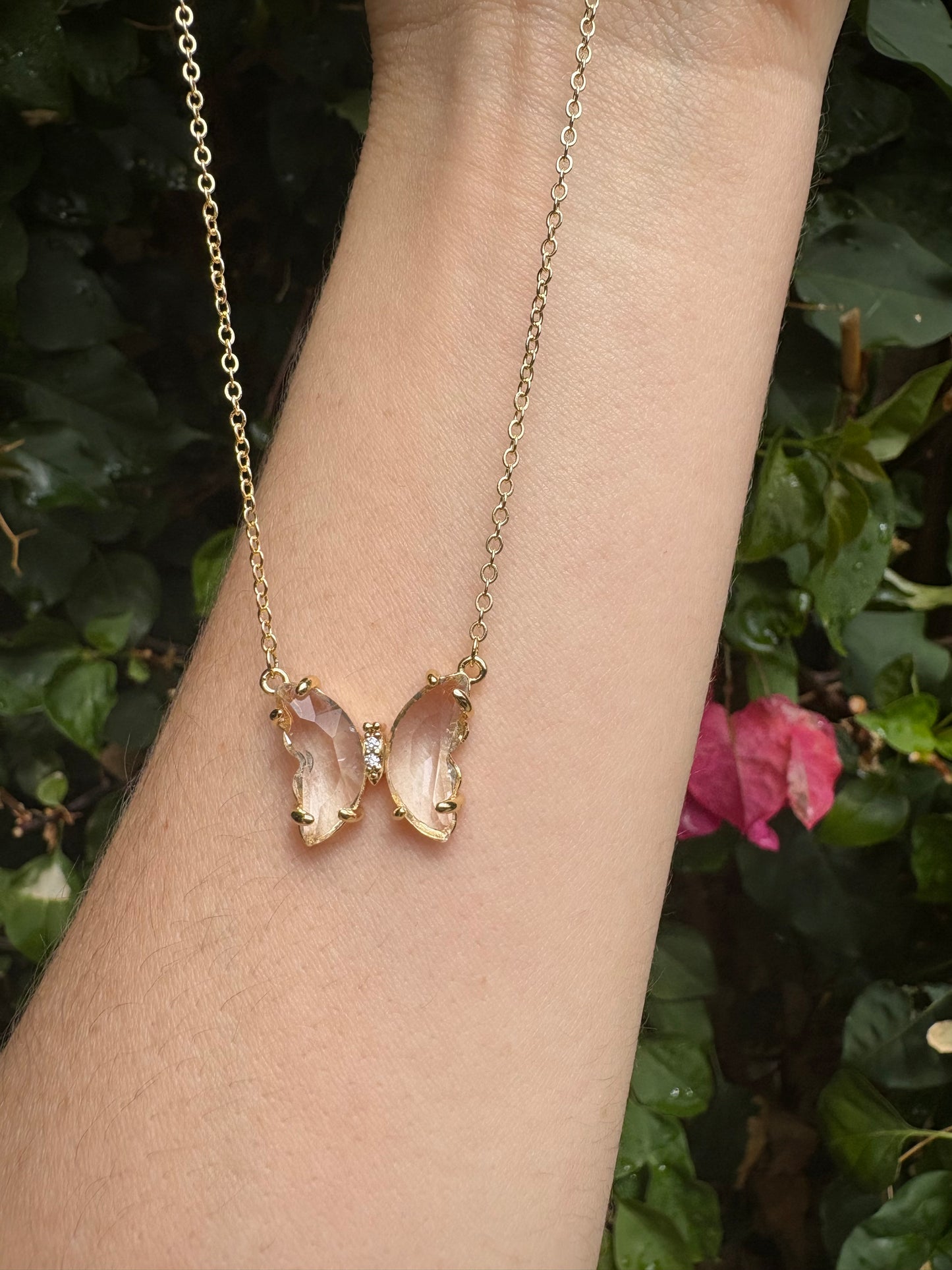 Gemma Butterfly Necklace Clear
