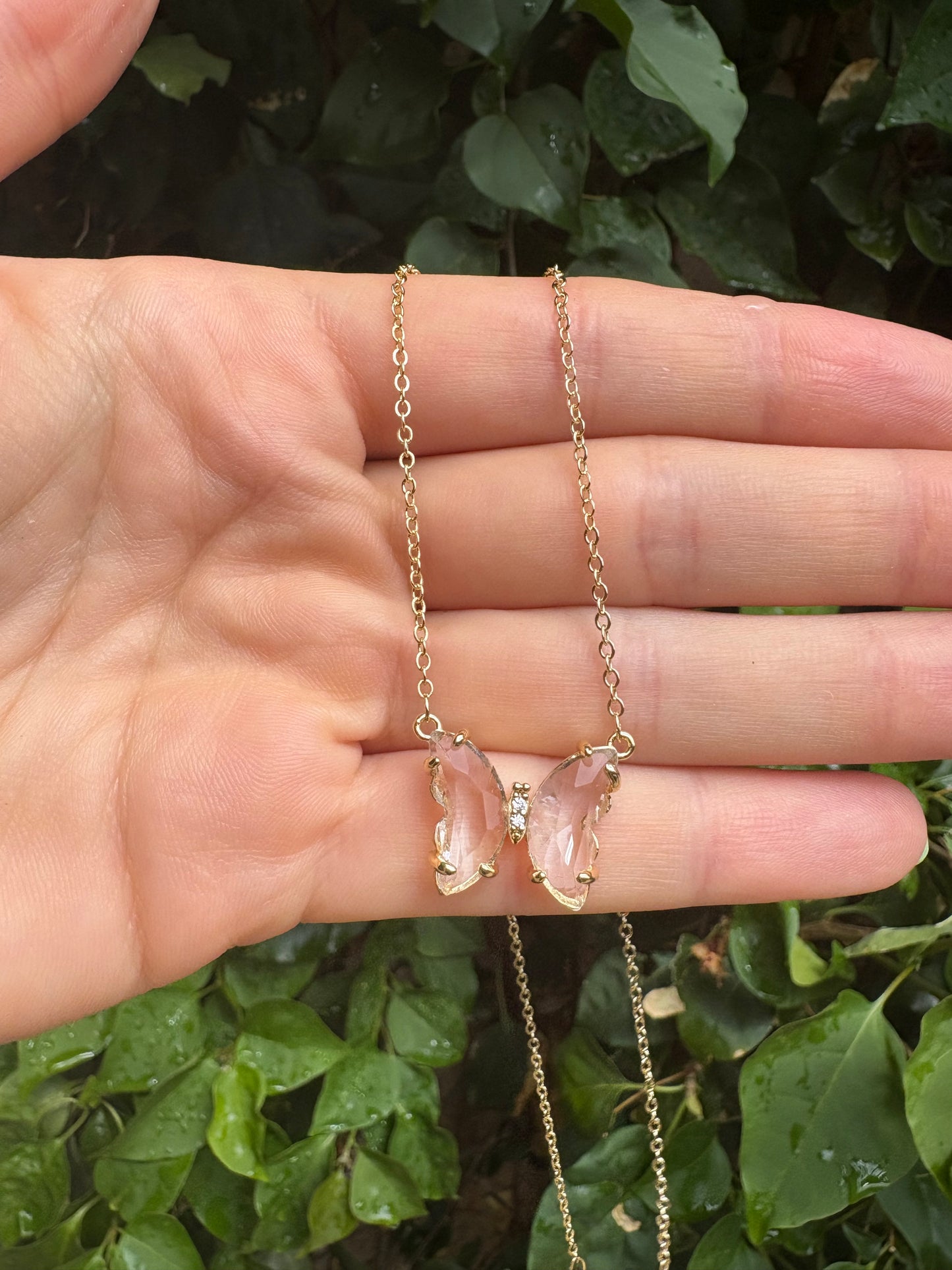Gemma Butterfly Necklace Clear