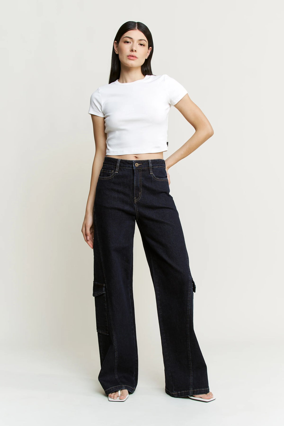 Clara Wide Cargo Denim Pant