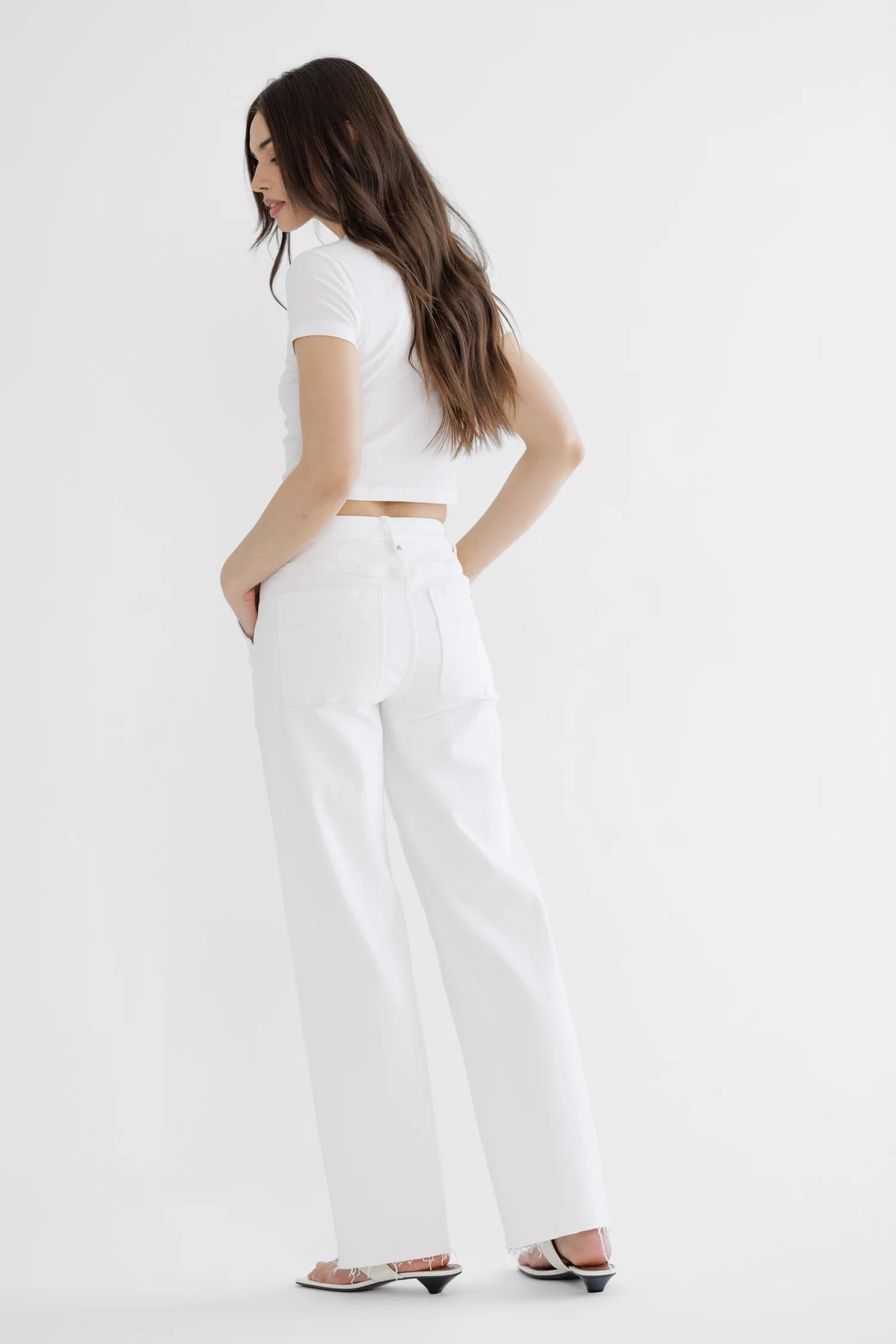 Gigi Raw Hem White Denim