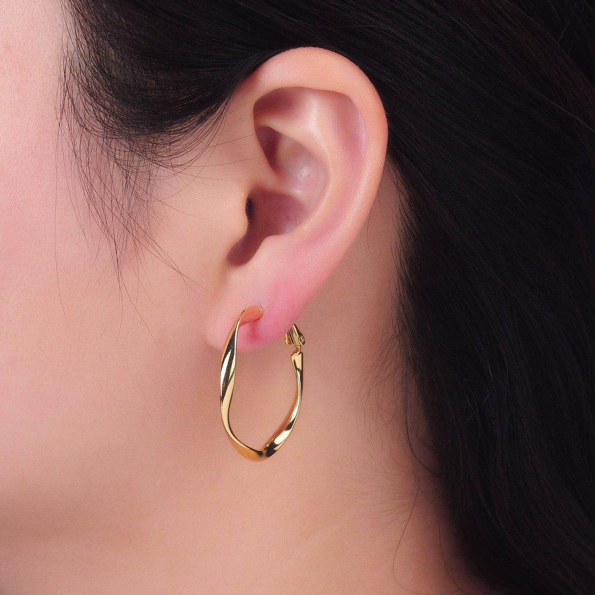 Twisted Hoop Earrings - Silver