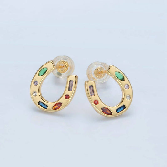 Rainbow Horseshoe Studs