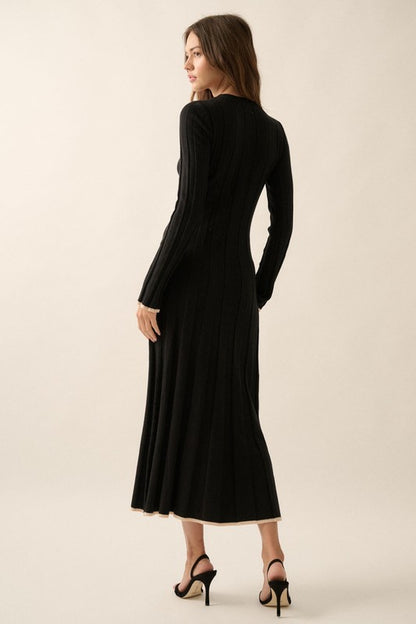 Ribbed Knit Maxi Sweater Dress