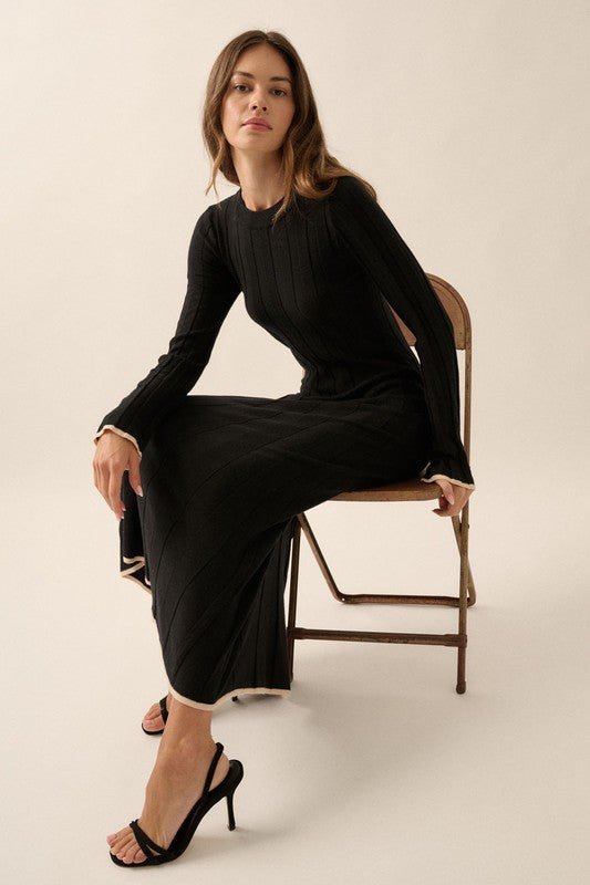 Ribbed Knit Maxi Sweater Dress