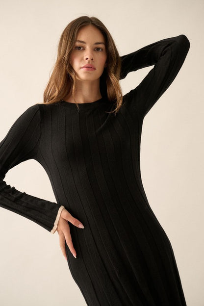 Ribbed Knit Maxi Sweater Dress