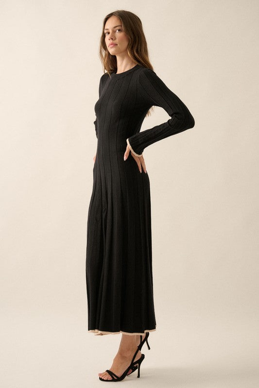 Ribbed Knit Maxi Sweater Dress