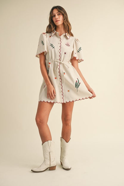 Embroidered Linen Dress