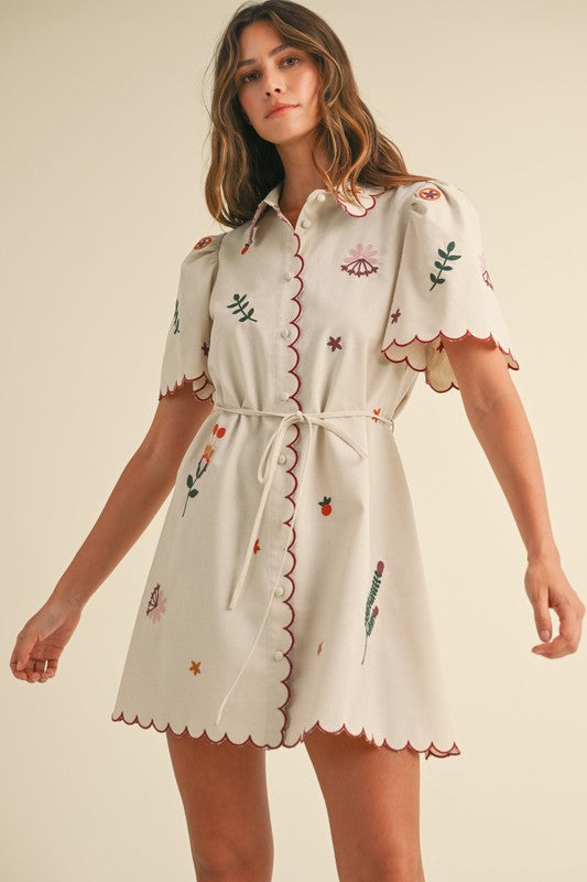 Embroidered Linen Dress
