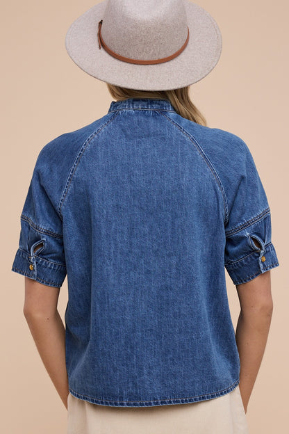 Denim Tie Front Top