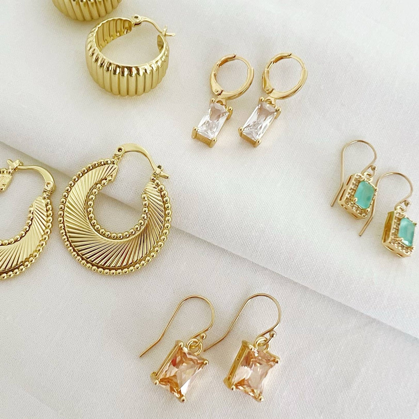 Taylor CZ Baguette Huggie Earrings