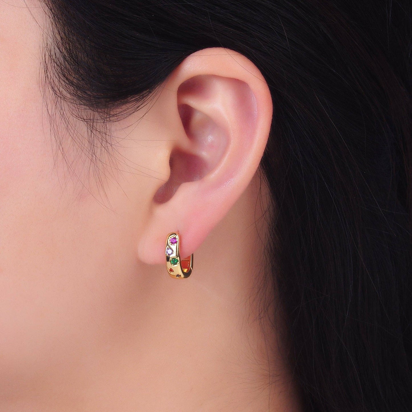 Rainbow Huggie Earrings