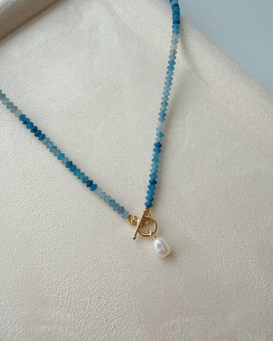 Crete Blue Aventurine Pearl Necklace