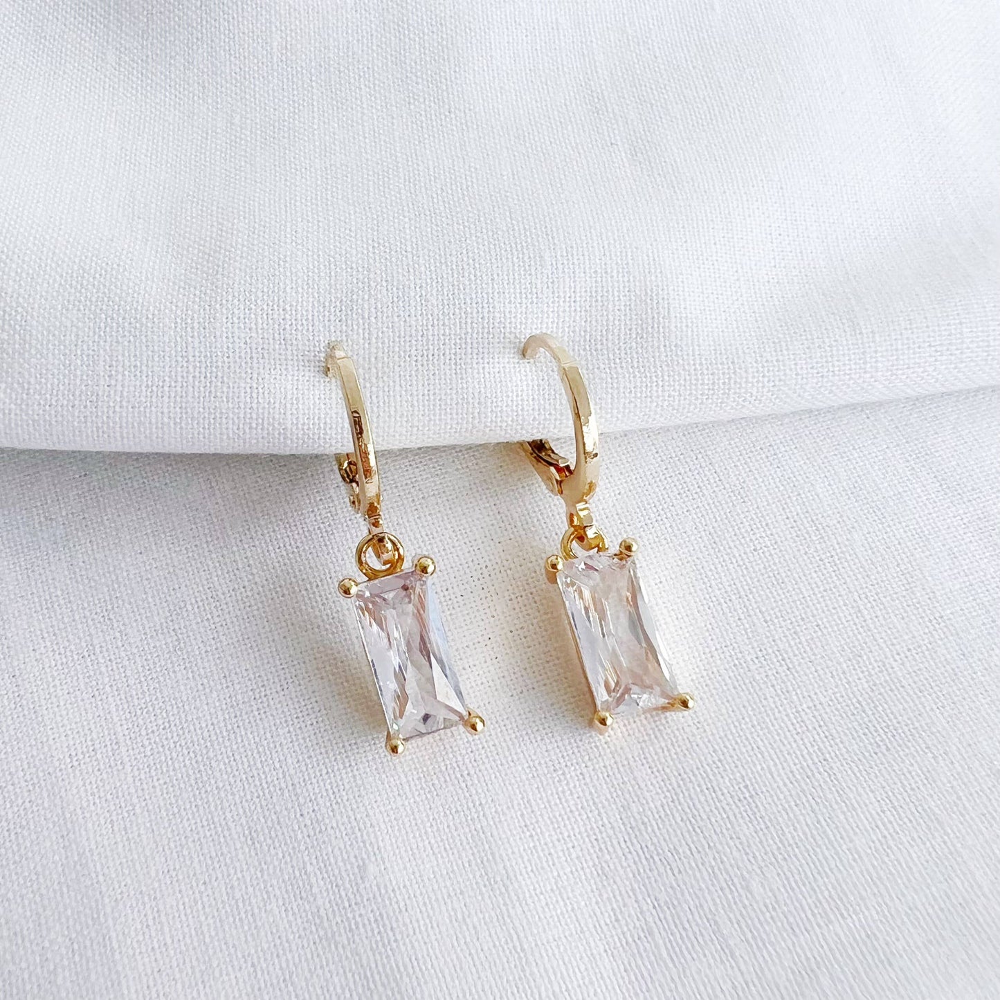 Taylor CZ Baguette Huggie Earrings