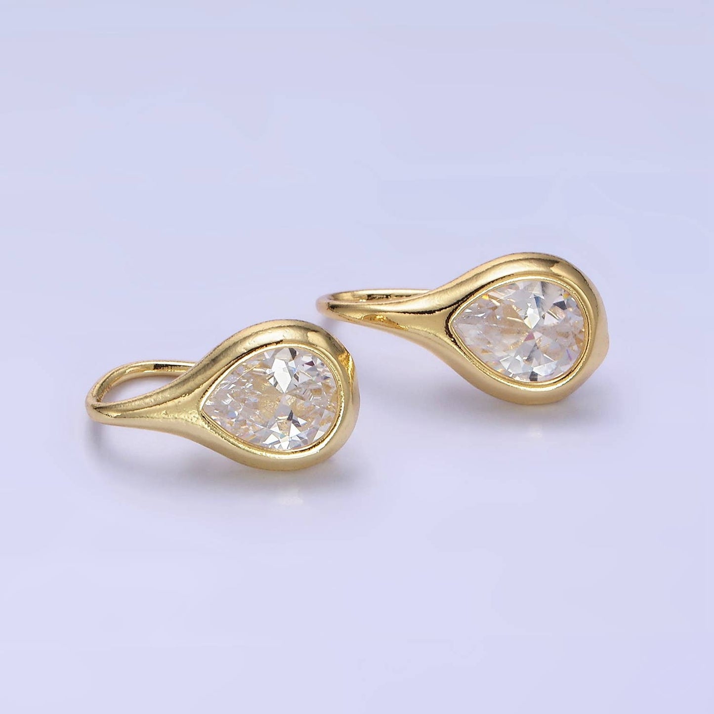 Clear Teardrop French Hook Earring