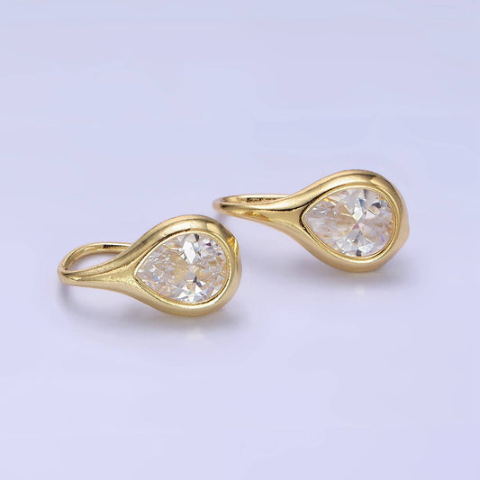 Clear Teardrop French Hook Earring