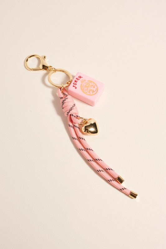Pink Mahjong Keychain