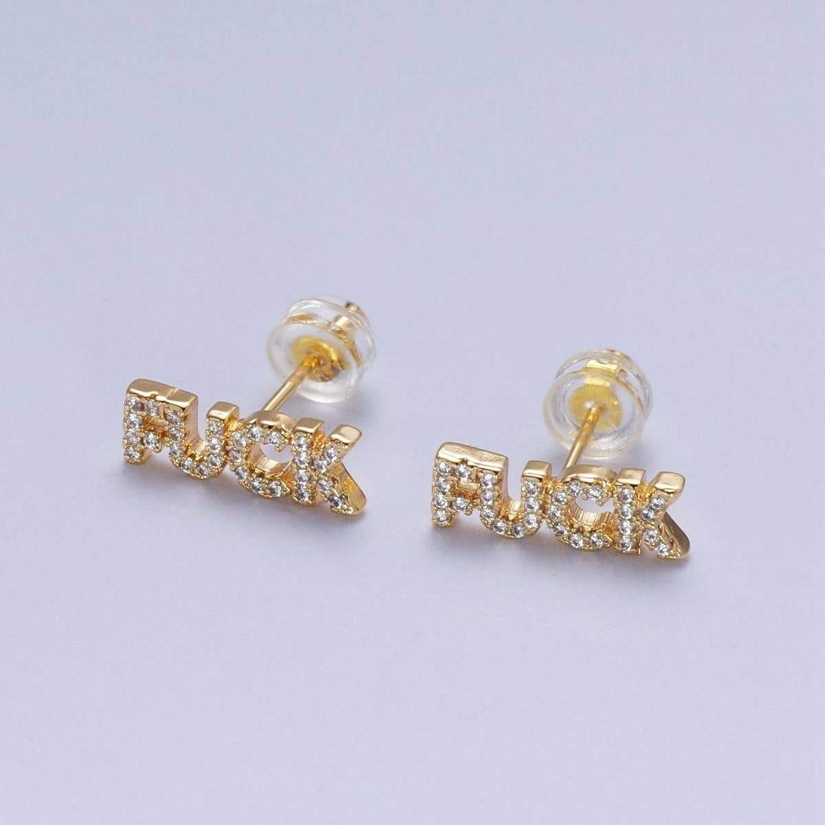 Profanity Micro Paved CZ Stud Earrings
