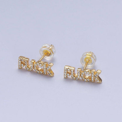 Profanity Micro Paved CZ Stud Earrings