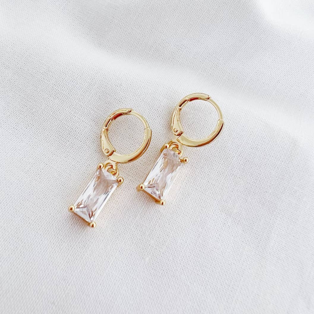 Taylor CZ Baguette Huggie Earrings