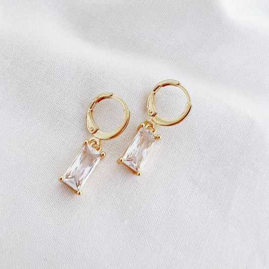 Taylor CZ Baguette Huggie Earrings