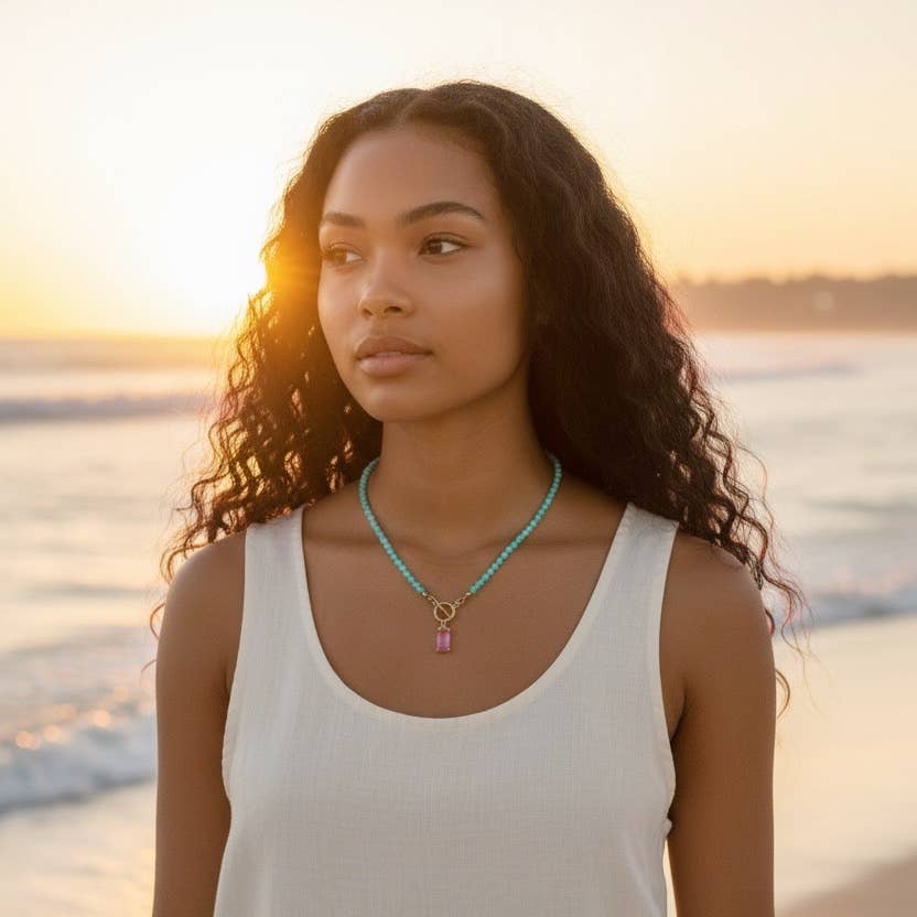 Sunset Chaser Amazonite Beaded Necklace