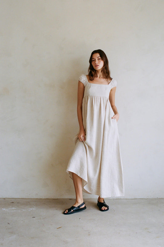 Cap Sleeve Dress in Natural