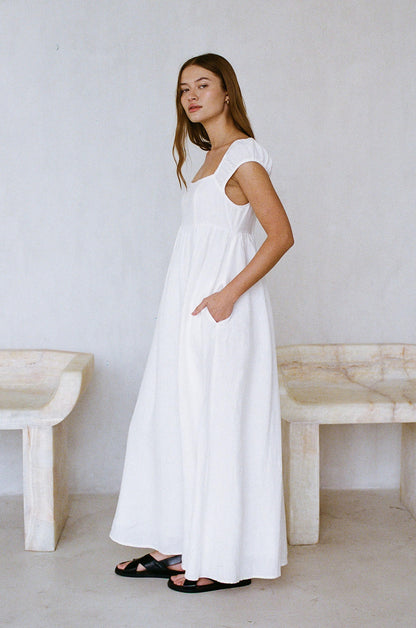 Cap Sleeve Dress in White