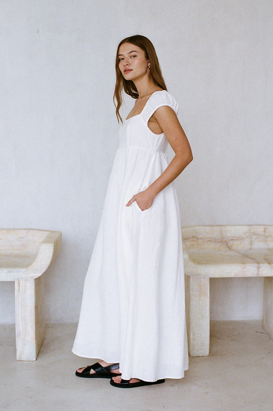 Cap Sleeve Dress in White