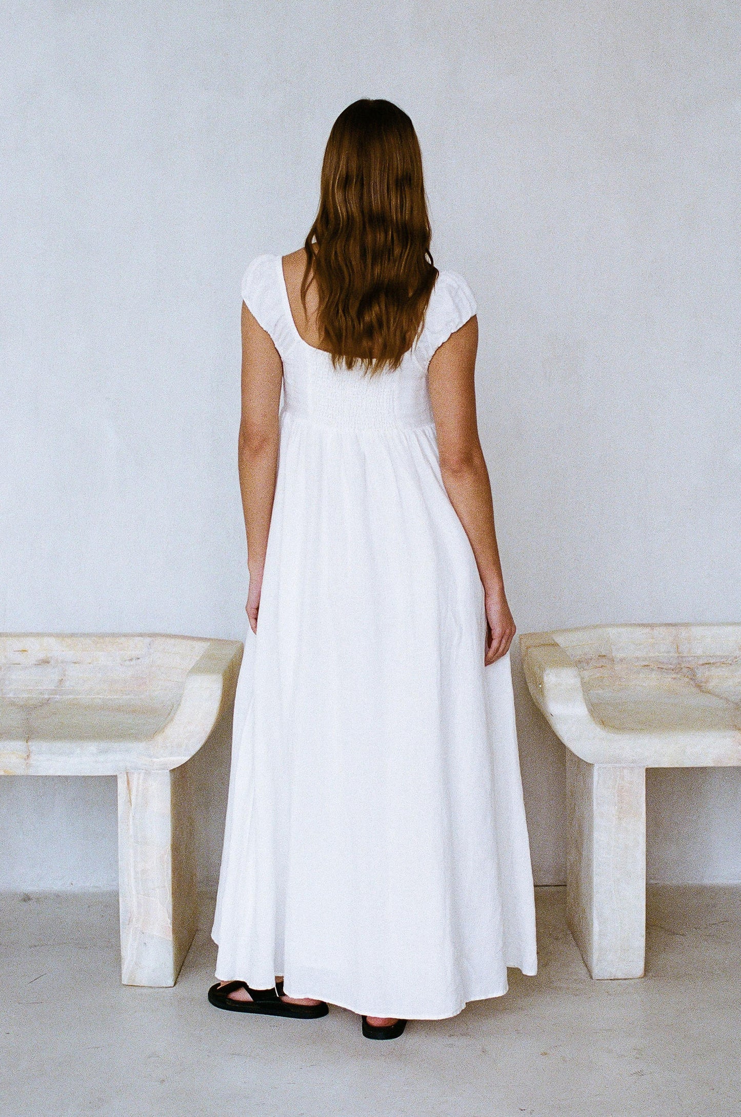 Cap Sleeve Dress in White