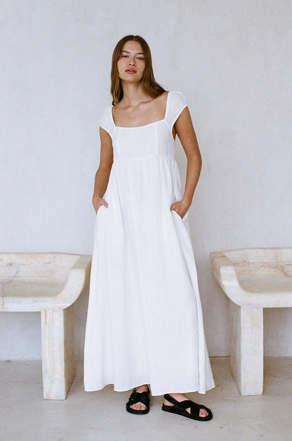 Cap Sleeve Dress in White