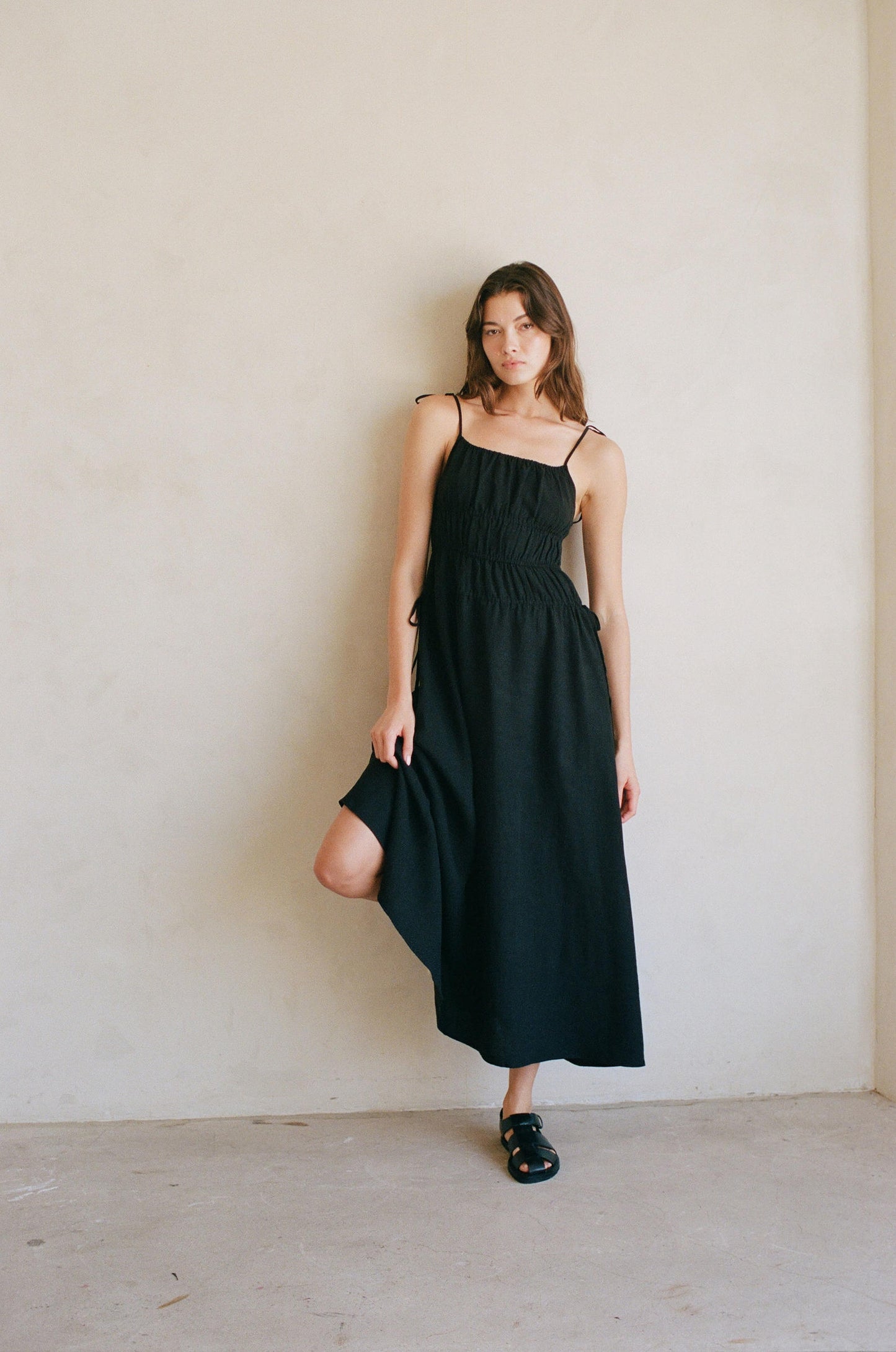 Novella Tie Maxi Dress in Black