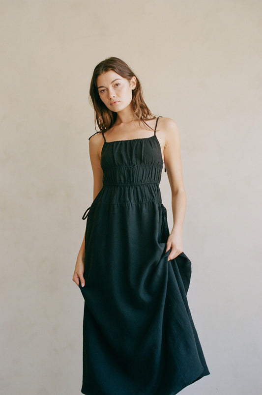 Novella Tie Maxi Dress in Black