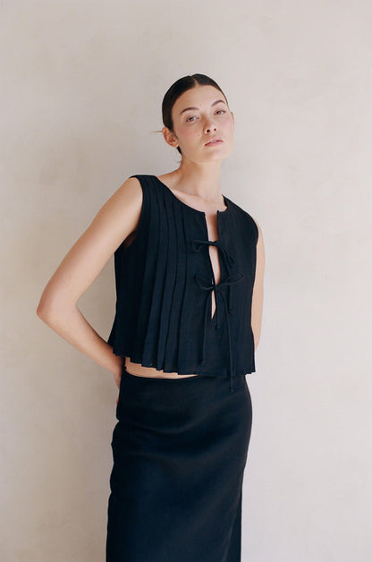 Elaine Linen Tie Top