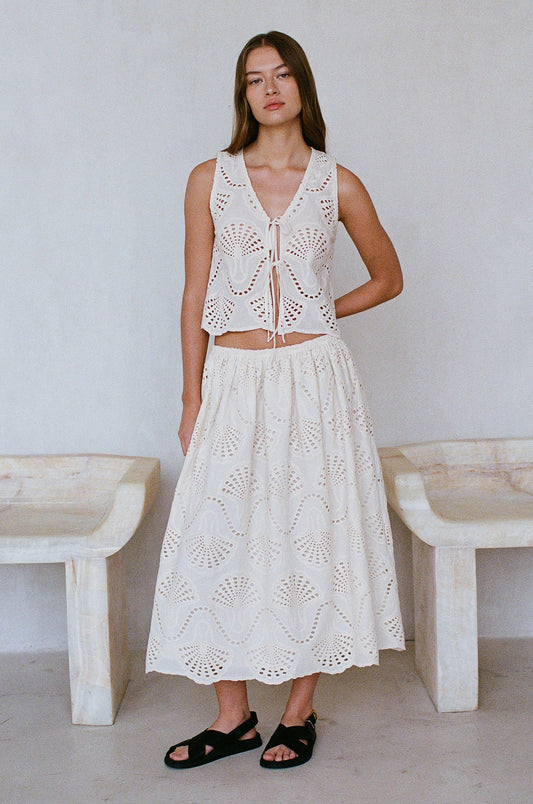 Cannes Eyelet Front Tie Tank