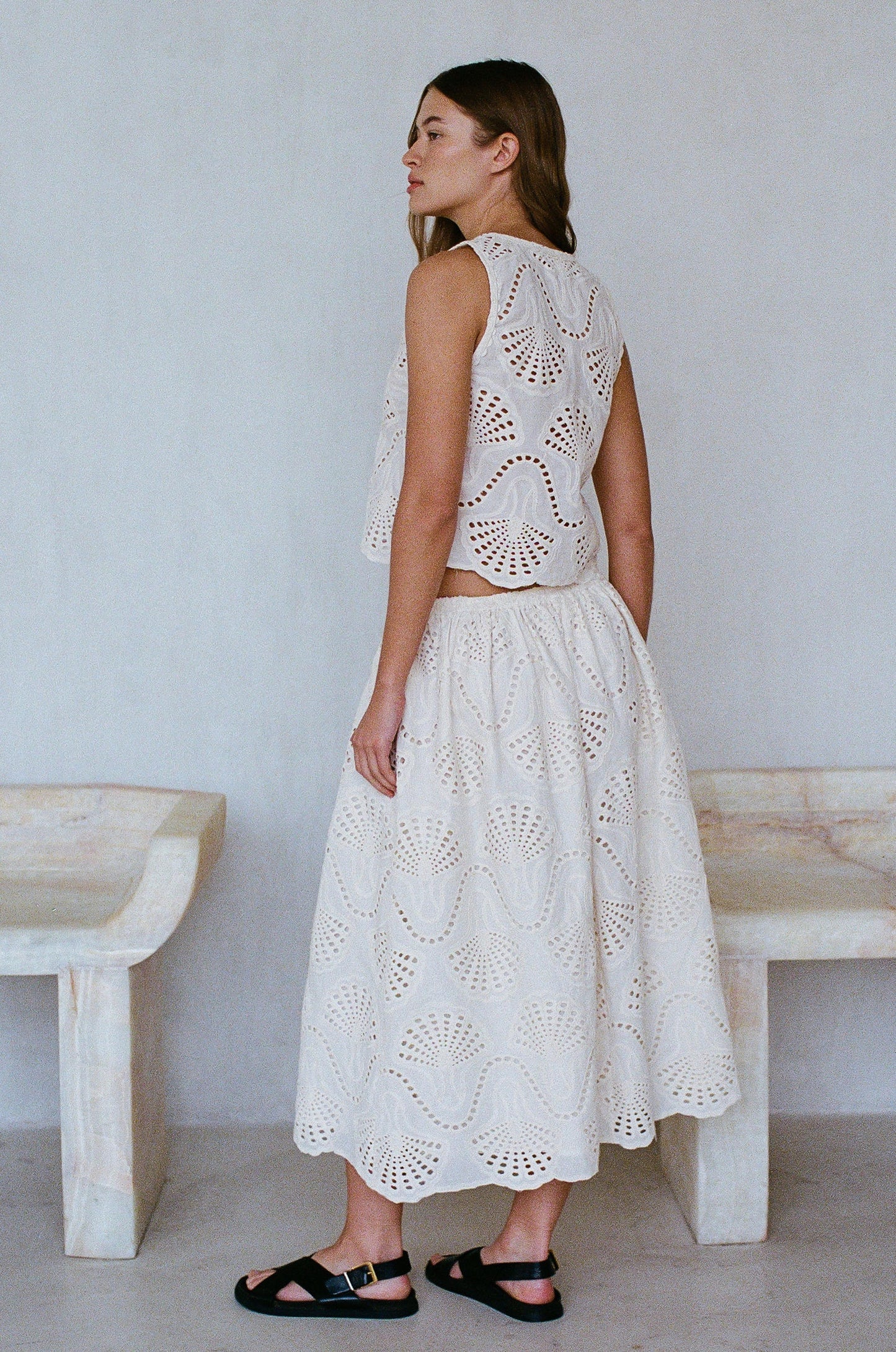Cannes Eyelet Front Tie Tank