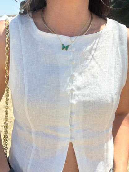 Gemma Butterfly Necklace Green