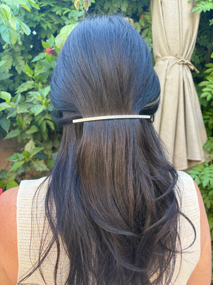 Silver Brushed Barrette - Long